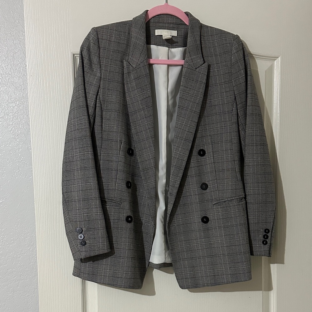 Classic Gray Plaid Women’s Blazer